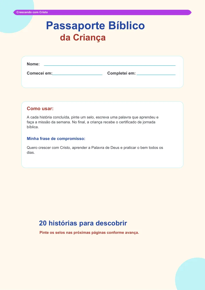 Passaporte Bíblico da Criança